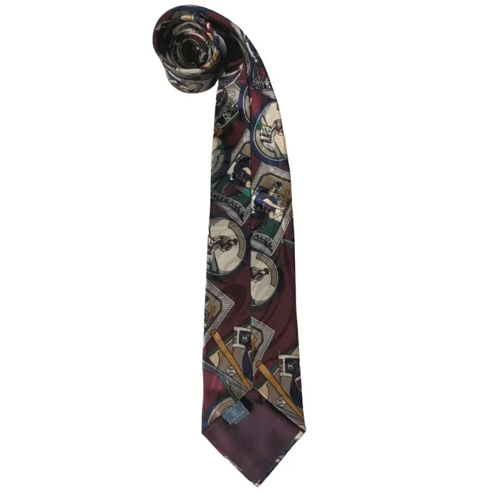 Baseball Sports Ball Bat Cap Pennant Polyester Necktie